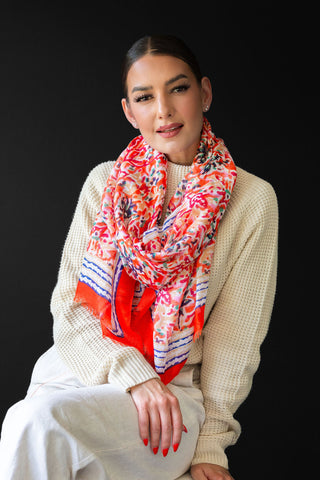 Thin orange/red abstract Scarf