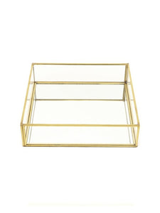 Gold Metal, Mirror & Glass Tray – Square