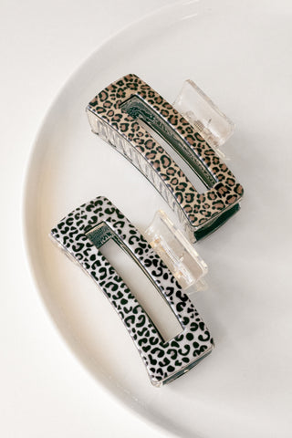 Large Rectangular Animal Print Claw Clip