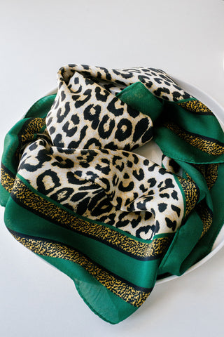 Animal Print Square Silk Scarf