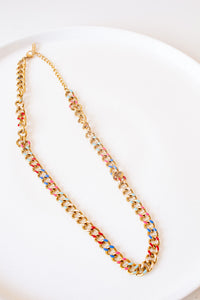 Colour Block Chunky Link Gold Necklace