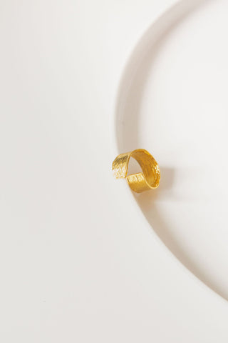 Stainless Steel Adjustable Textured Golden Ring