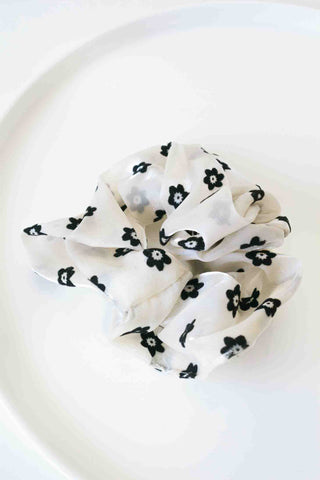 White Floral Scrunchie