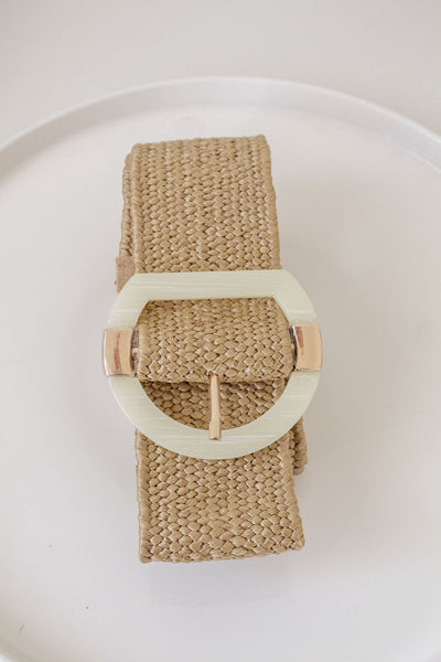 Women's Round Buckle Woven Belt