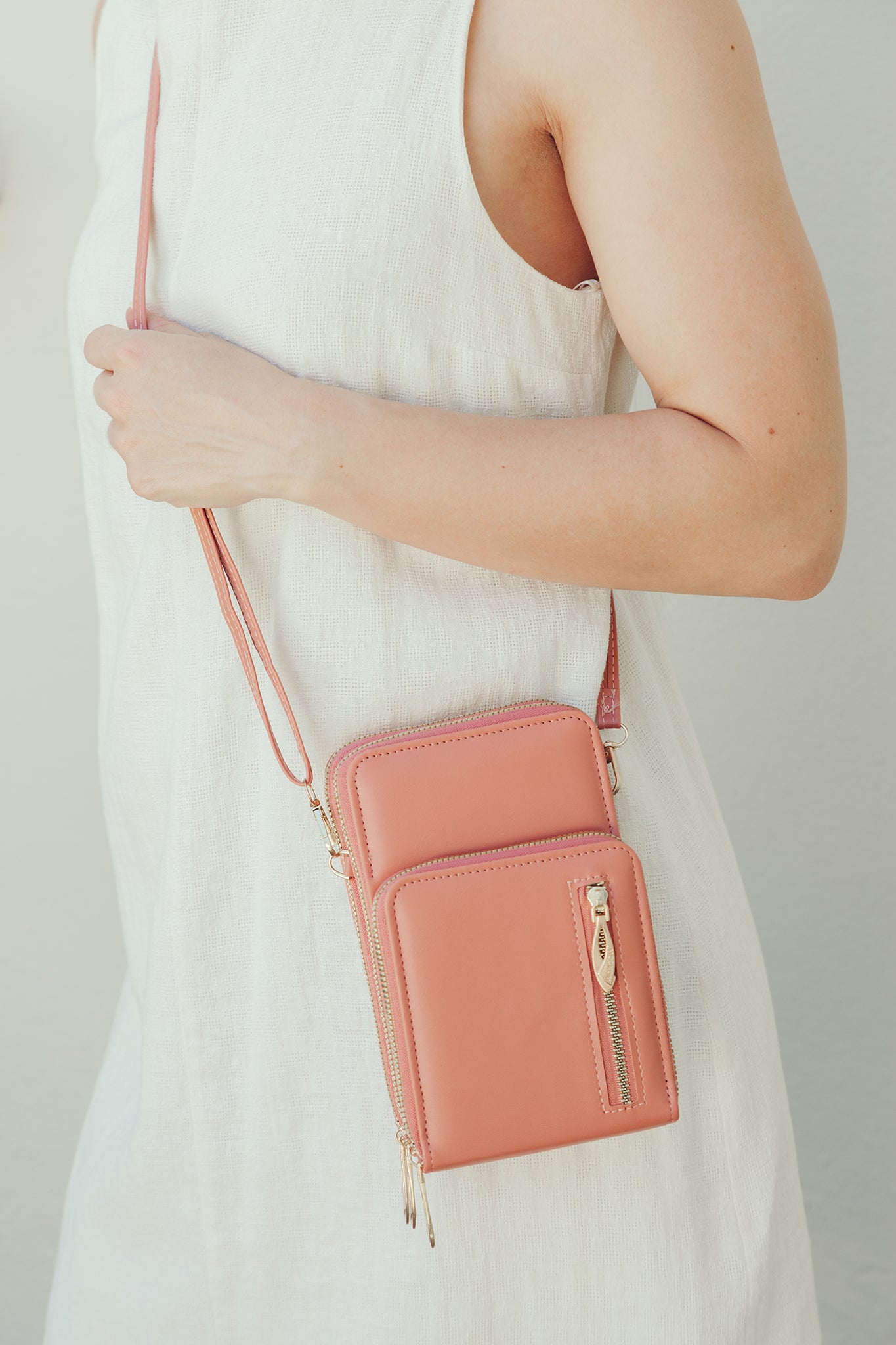 Smooth Finish Triple Zipper Crossbody Bag