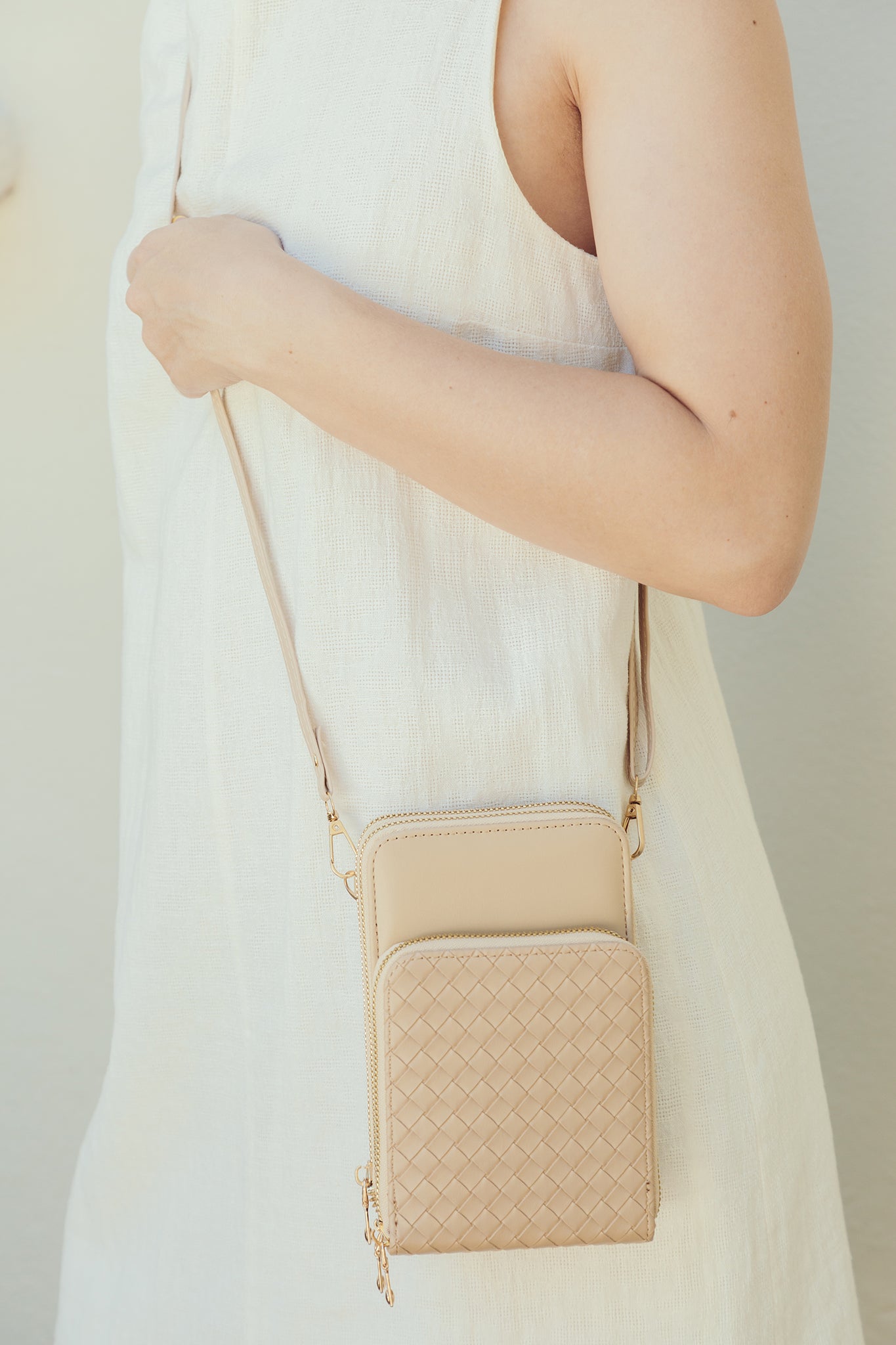 Interwoven Triple Zipped Crossbody Bag