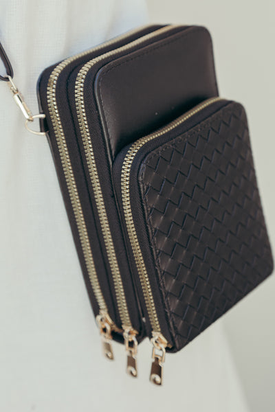 Interwoven Triple Zipped Crossbody Bag