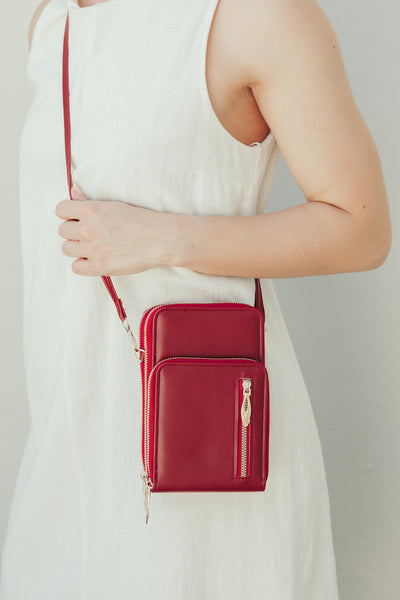Smooth Finish Triple Zipper Crossbody Bag