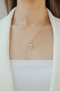Small Cross Pendant Silver Necklace