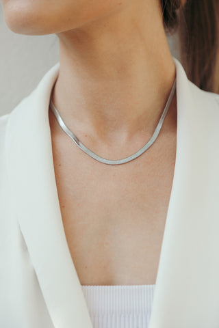Thick Silver Snake Chain Necklace