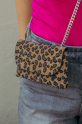 Leopard Print Shiny Crossbody Bag