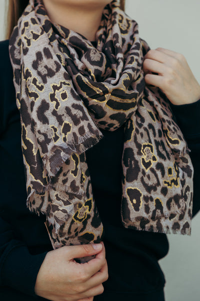 Shiny Leopard Print Scarf