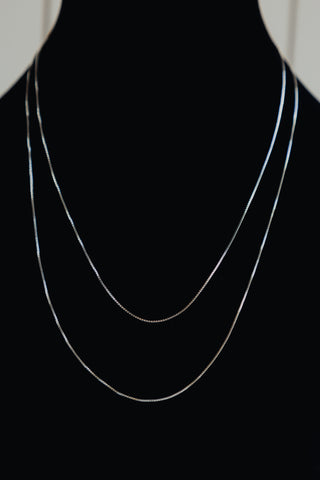 Thin Sterling Silver Box Chain Necklace