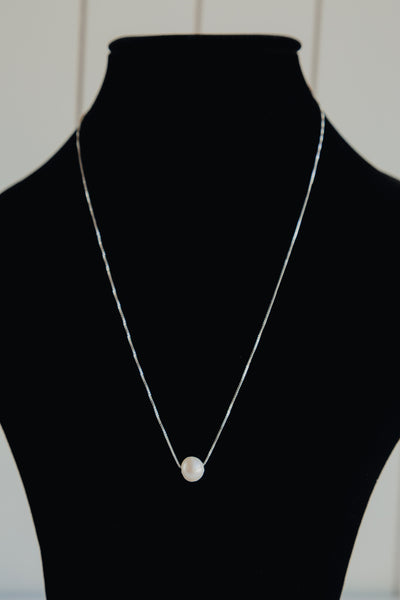 Sterling Silver Box Chain & Freshwater Pearl Pendant Necklace