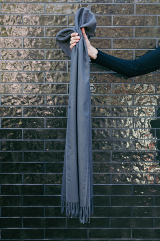 Thin Grey Cashmere Winter Scarf