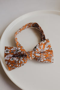 Burnt Orange Floral Bow Tie