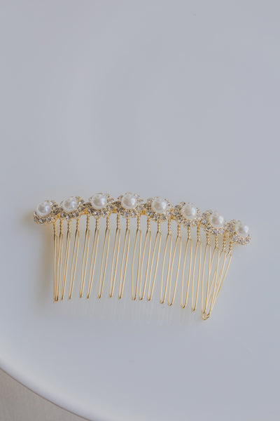 Pearl & Diamanté Flower Bridal Hair Comb