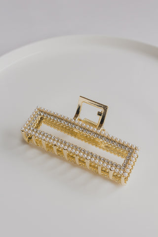 Diamanté & Pearl Rectangular Claw Clip