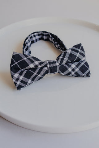 Black & White Tartan Bow Tie