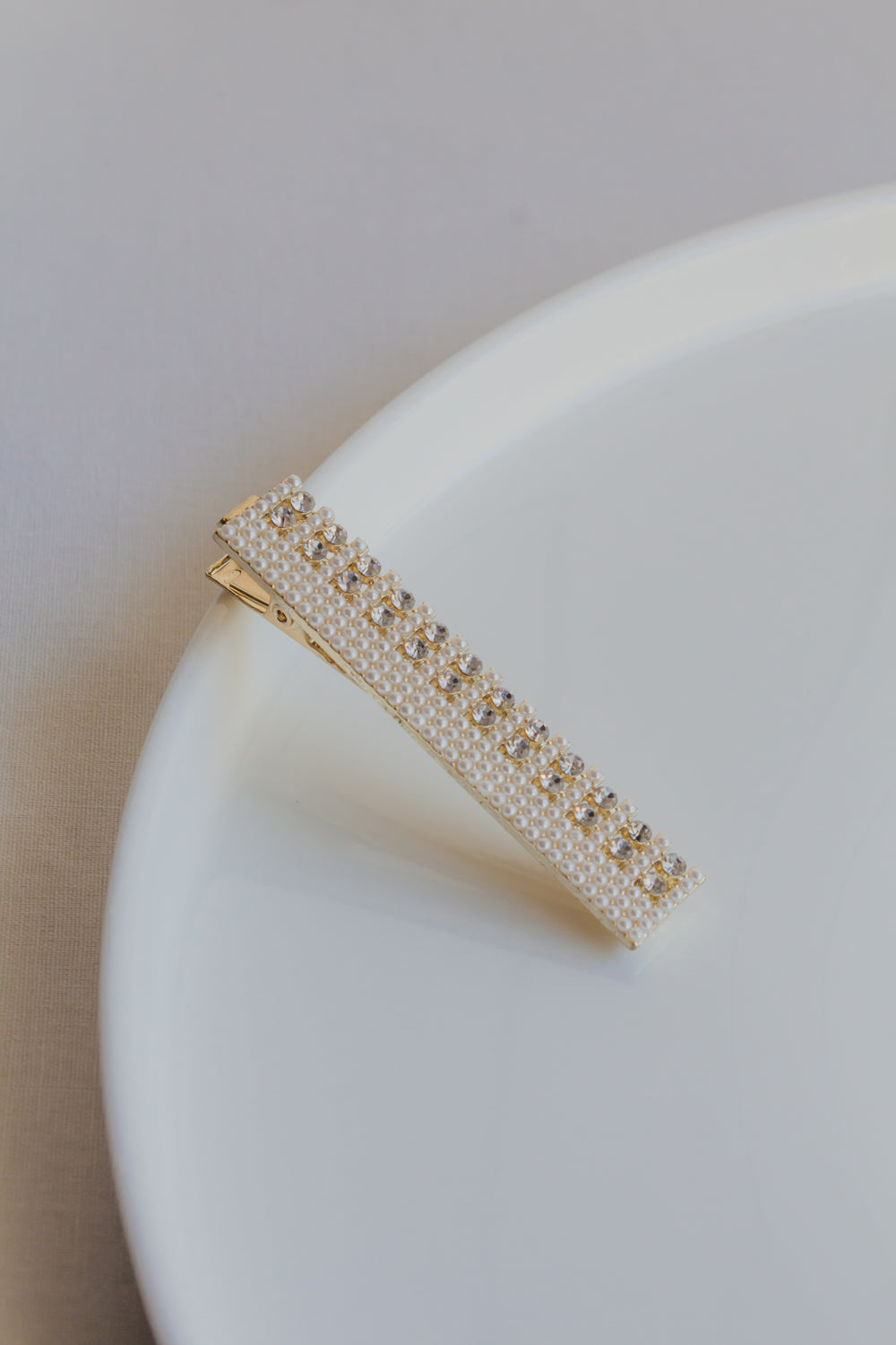 Golden Metal Pearl & Diamanté Hair Clip